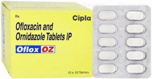 Oflox OZ tablet-antibiotic and antiprotozoalmedicine used to treat bacterial and parasitic infaction such as diarrhea dysentery and intestinal infaction.