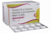 "Solvin Cold tablets pack, medicine for relief from cold, cough, and nasal congestion."